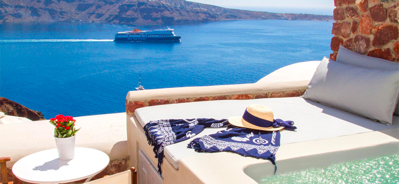 Luxury Greece Holiday Packages Oia Mare Villas Cave Suite With Hot Tub Hot Tub View 2