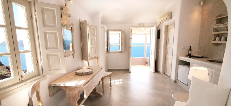 Luxury Greece Holiday Packages Oia Mare Villas Cave Superior Studio Kitchen