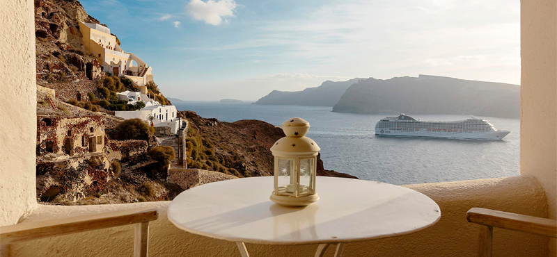 Luxury Greece Holiday Packages Oia Mare Villas Honeymoon Cave Suite Balcony
