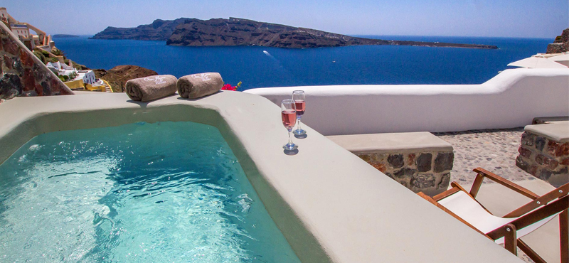 Luxury Greece Holiday Packages Oia Mare Villas Honeymoon Cave Suite With Hot Tub 1