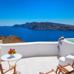 Luxury Greece Holiday Packages Oia Mare Villas Honeymoon Cave Suite With Hot Tub Balcony View