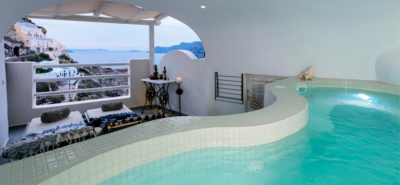 Luxury Greece Holiday Packages Oia Mare Villas Honeymoon Cave Suite With Hot Tub Hot Tub
