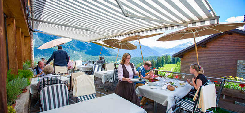 Luxury Switzerland Holiday Packages Guarda Val Sun Terraces Restaurant