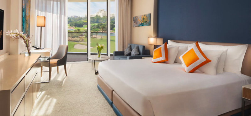 Luxury Dubai Holidays JA Lake View Hotel Deluxe Resort Course View Bedroom