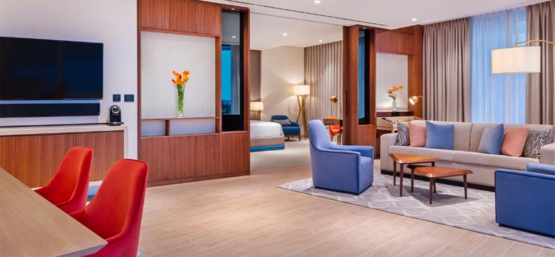 Luxury Dubai Holidays JA Lake View Hotel Luxury One Bedroom Suite Living Room