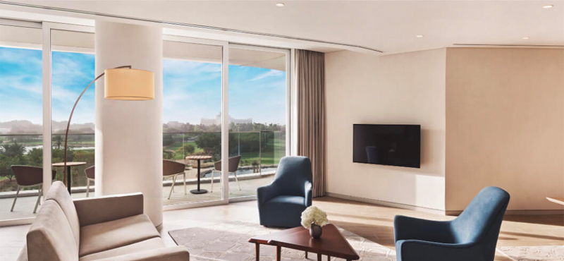 Luxury Dubai Holidays JA Lake View Hotel Resort Course One Bedroom Suite Living Room