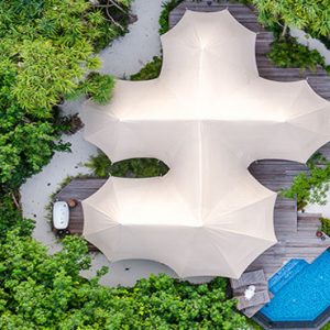 Luxury Maldives Holidays Fairmont Maldives Sirru Fen Fushi Tents Villa Aerial View