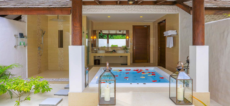Luxury Maldives Holidays Hideaway Beach Resort Deluxe Sunset Beach Villa Pool 1