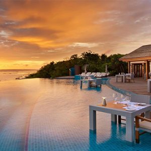 Luxury Maldives Holidays Hideaway Beach Resort Sunset Pool Cafe Exterior