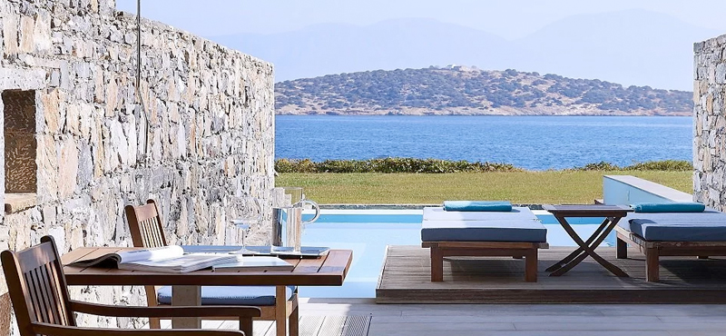 Odysseas 2 – Club Mezzanine Suite Private Pool Seafront St Nicolas Bay Resort Hotel & Villas Greece Holidays